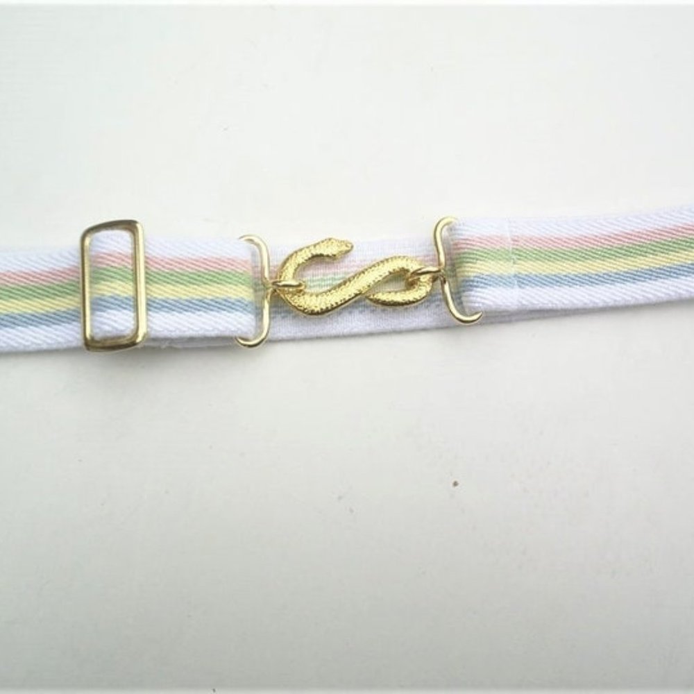 rare gold colour metal buckle ladies elastic rainbow stripe snake belt fits 24 3